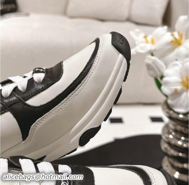 Fashion Chanel Calfskin Sneakers White/Black 1120132