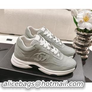 Luxury Chanel Calfskin Sneakers Grey 1120133