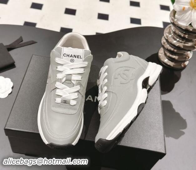 Luxury Chanel Calfskin Sneakers Grey 1120133