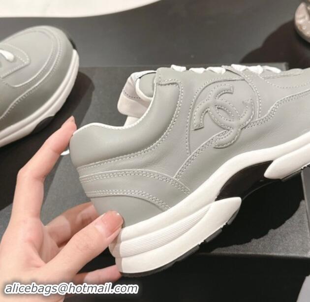 Luxury Chanel Calfskin Sneakers Grey 1120133