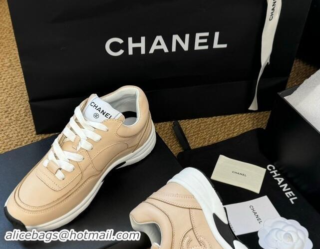 Sophisticated Chanel Calfskin Sneakers Beige 120135