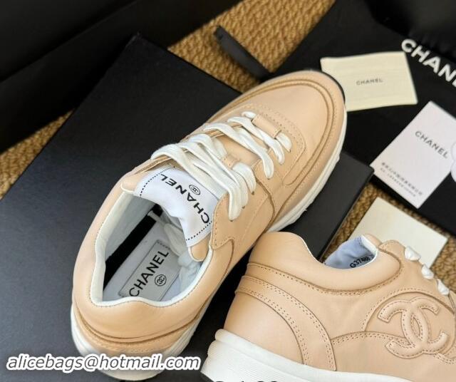 Sophisticated Chanel Calfskin Sneakers Beige 120135