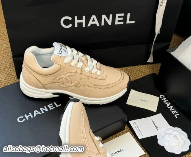 Sophisticated Chanel Calfskin Sneakers Beige 120135