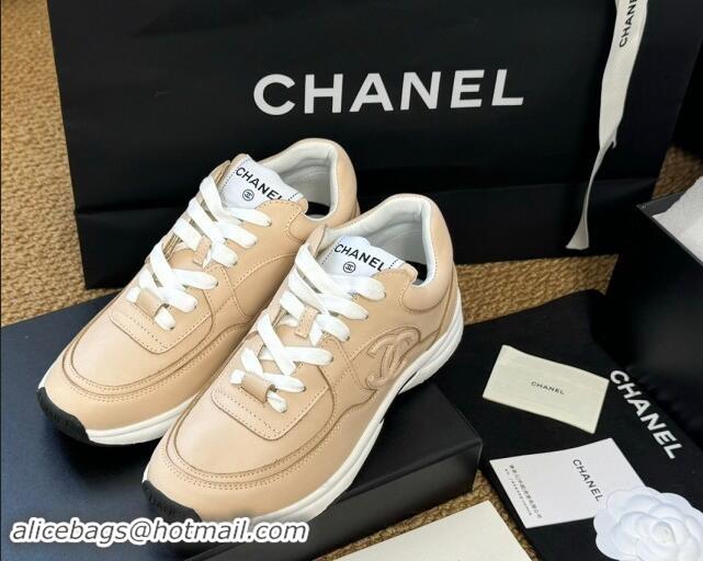 Sophisticated Chanel Calfskin Sneakers Beige 120135