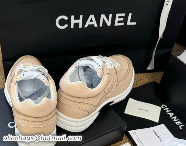 Sophisticated Chanel Calfskin Sneakers Beige 120135