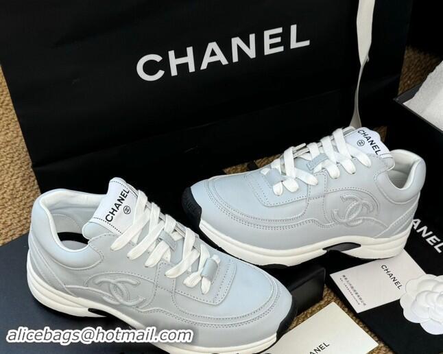 Cheap Price Chanel Calfskin Sneakers Pale Blue 1120136