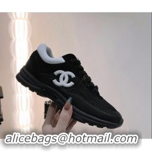 Sumptuous Chanel Mesh, Suede & Grained Calfskin Sneakers Black 1120140