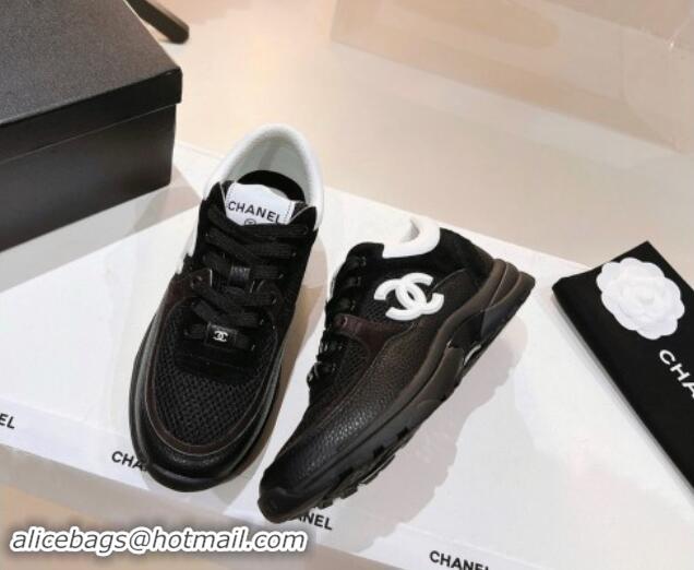 Sumptuous Chanel Mesh, Suede & Grained Calfskin Sneakers Black 1120140