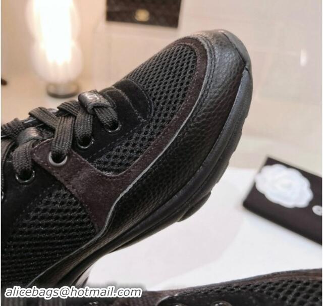 Sumptuous Chanel Mesh, Suede & Grained Calfskin Sneakers Black 1120140