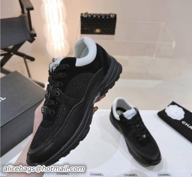 Sumptuous Chanel Mesh, Suede & Grained Calfskin Sneakers Black 1120140