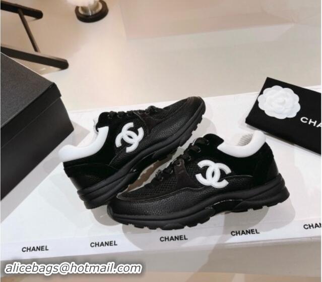 Sumptuous Chanel Mesh, Suede & Grained Calfskin Sneakers Black 1120140