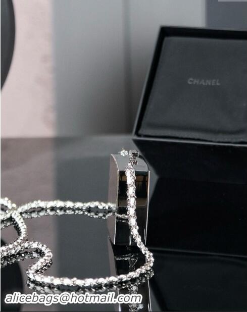 New Fashion Chanel Metal & Strass Long Necklace ABE842 Silver 2024