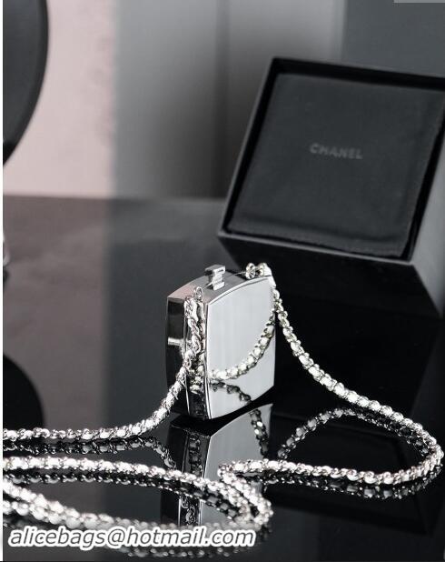 New Fashion Chanel Metal & Strass Long Necklace ABE842 Silver 2024