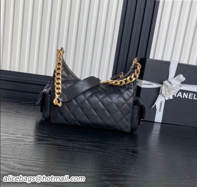 Grade Design Chanel Shiny Lambskin Large Hobo Bag AS5339 Black 2024