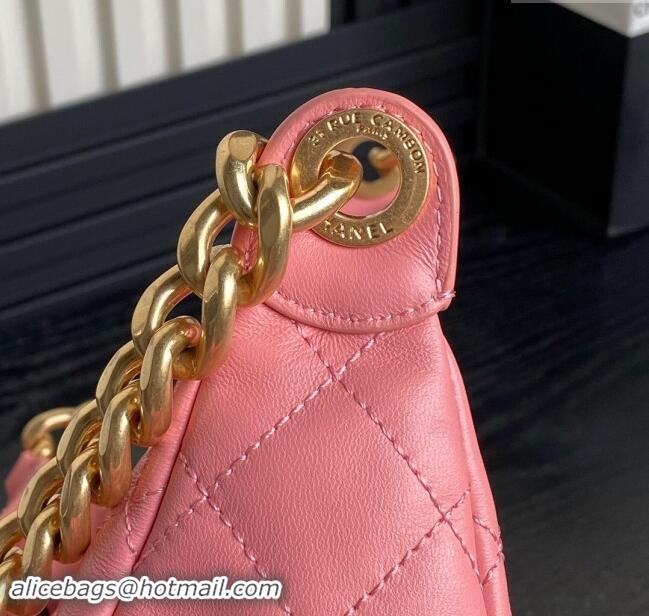 Super Quality Chanel Shiny Lambskin Large Hobo Bag AS5339 Pink 2024