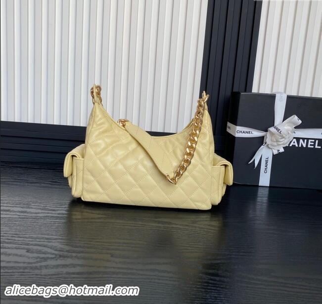 Well Crafted Chanel Shiny Lambskin Large Hobo Bag AS5339 Yellow 2024