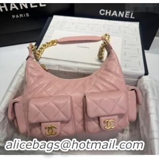 Reasonable Price Chanel Shiny Lambskin Large Hobo Bag AS5339 Light Pink 2024