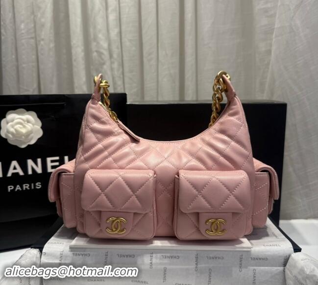 Reasonable Price Chanel Shiny Lambskin Large Hobo Bag AS5339 Light Pink 2024