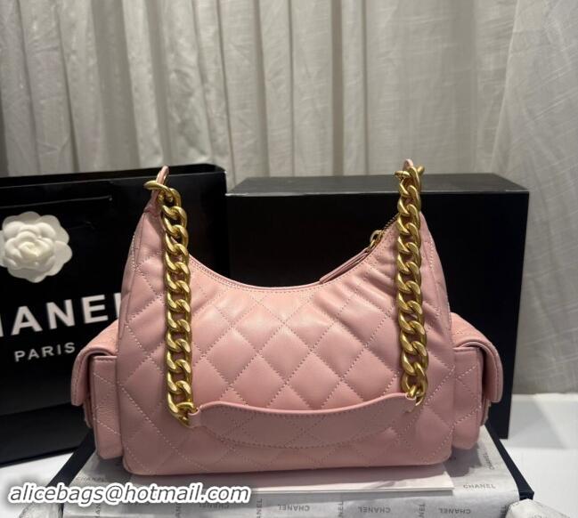 Reasonable Price Chanel Shiny Lambskin Large Hobo Bag AS5339 Light Pink 2024