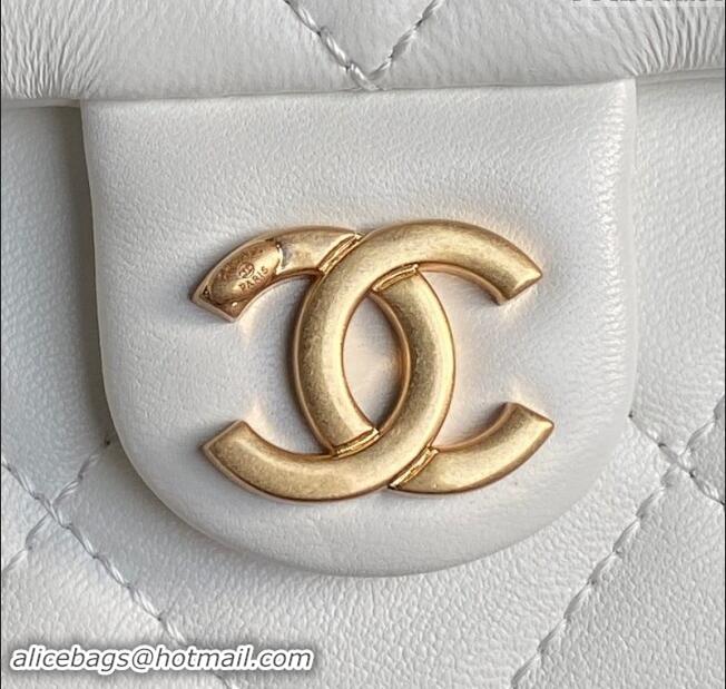 Top Grade Chanel Shiny Lambskin Maxi Hobo Bag AS5302 White 2024