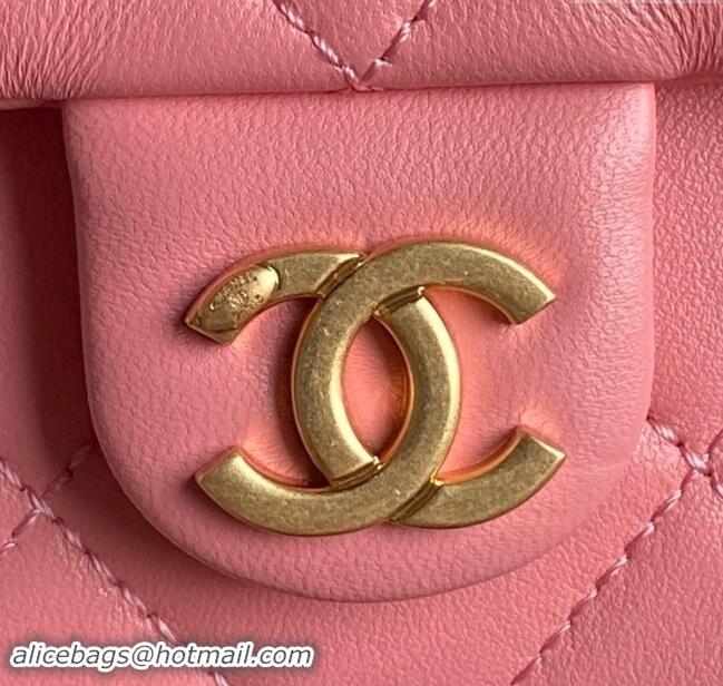 Luxury Cheap Chanel Shiny Lambskin Maxi Hobo Bag AS5302 Pink 2024