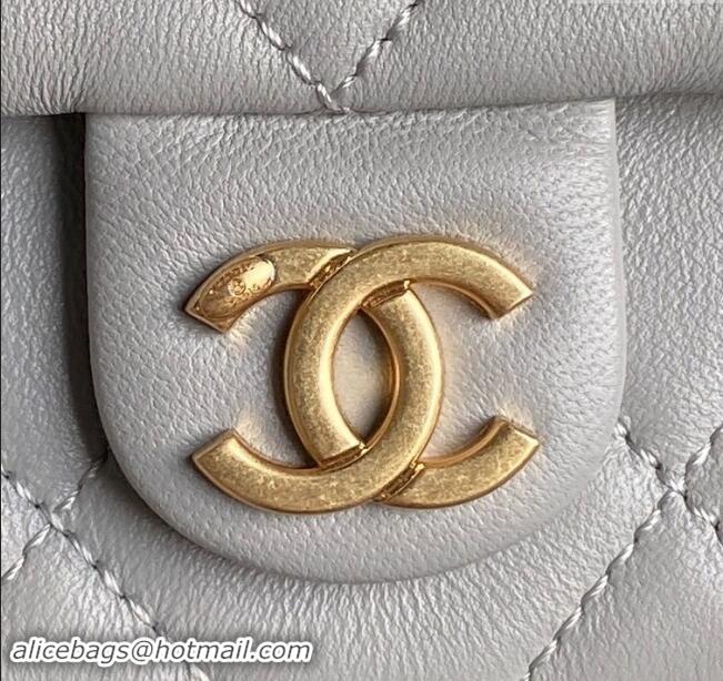 Trendy Design Chanel Shiny Lambskin Maxi Hobo Bag AS5302 Light Grey 2024