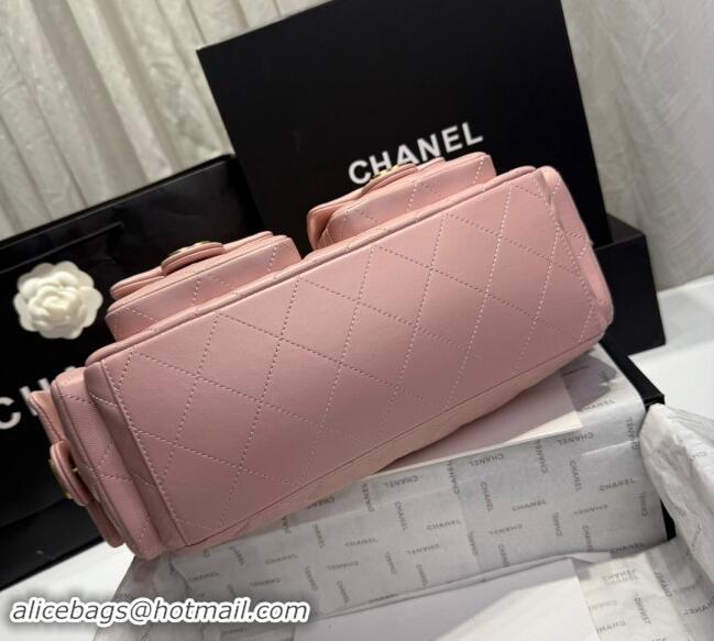 Inexpensive Chanel Shiny Lambskin Maxi Hobo Bag AS5302 Light Pink 2024