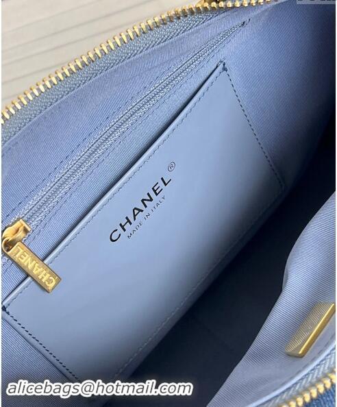 Big Discount Chanel Washed Denim Maxi Hobo Bag AS5302 Light Blue 2024