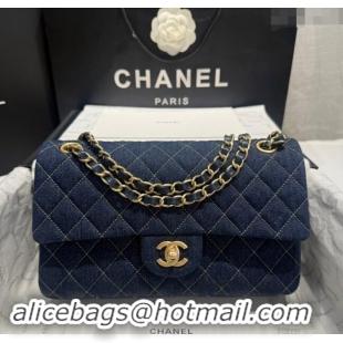 Well Crafted Chanel Quilted Denim Classic Medium Flap bag A01112 Dark Blue 2024