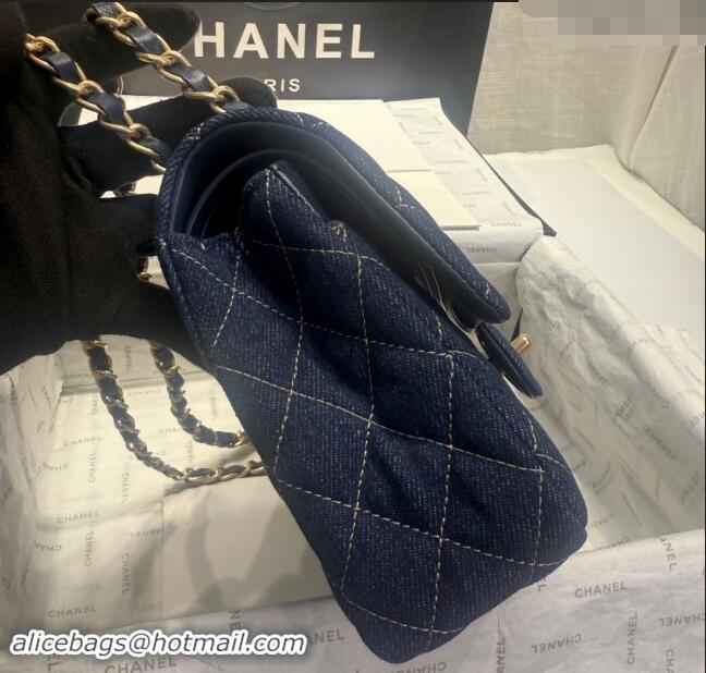 Well Crafted Chanel Quilted Denim Classic Medium Flap bag A01112 Dark Blue 2024