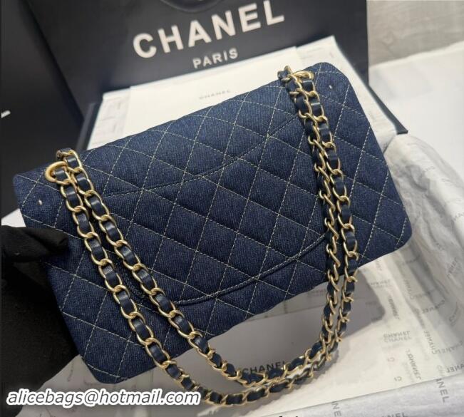 Well Crafted Chanel Quilted Denim Classic Medium Flap bag A01112 Dark Blue 2024