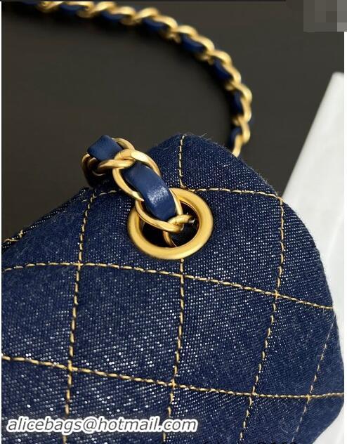 Famous Brand Chanel Quilted Denim Classic Mini Flap bag A01116 Dark Blue 2024