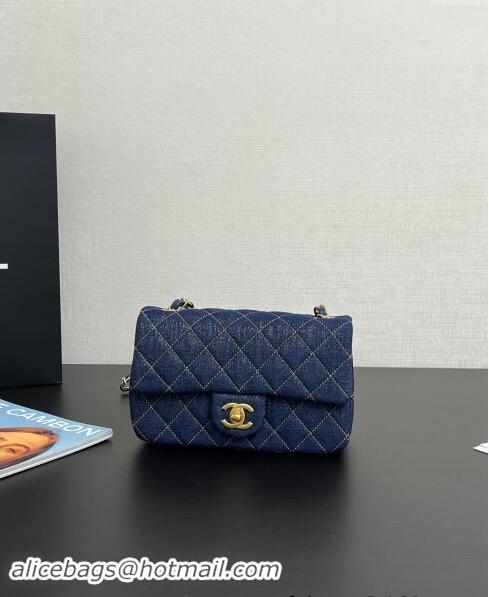 Famous Brand Chanel Quilted Denim Classic Mini Flap bag A01116 Dark Blue 2024