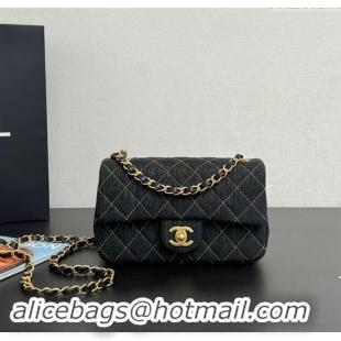 Well Crafted Chanel Quilted Denim Classic Mini Flap bag A01116 Black 2024