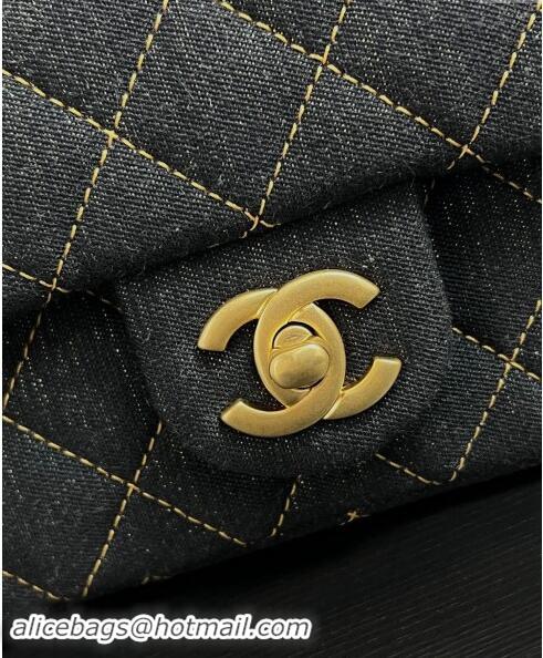 Well Crafted Chanel Quilted Denim Classic Mini Flap bag A01116 Black 2024