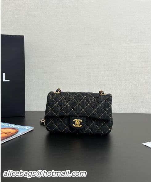 Well Crafted Chanel Quilted Denim Classic Mini Flap bag A01116 Black 2024