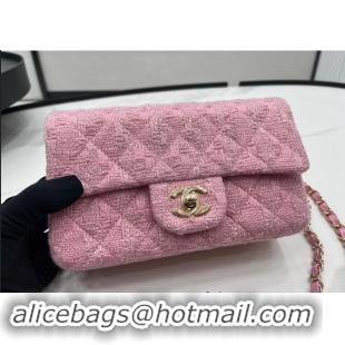 Luxury Cheap Chanel Tweed Classic Mini Flap Bag A69900 Light Pink 2024