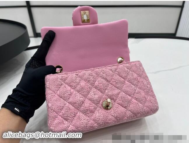 Luxury Cheap Chanel Tweed Classic Mini Flap Bag A69900 Light Pink 2024