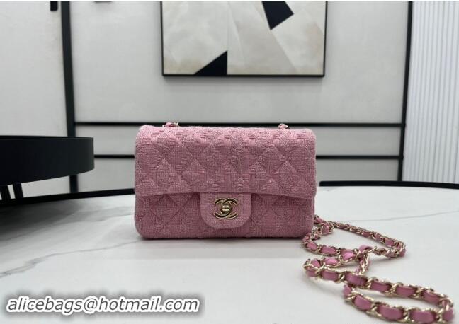 Luxury Cheap Chanel Tweed Classic Mini Flap Bag A69900 Light Pink 2024