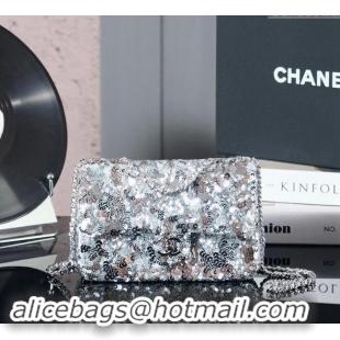 Most Popular Chanel Sequins Flap Bag AS4561 Silver 2024