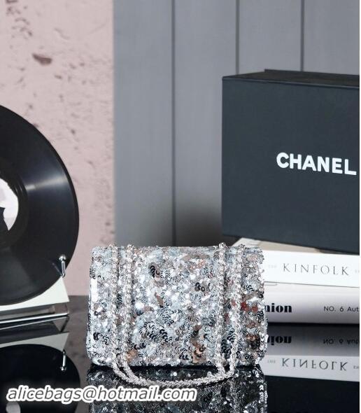 Most Popular Chanel Sequins Flap Bag AS4561 Silver 2024