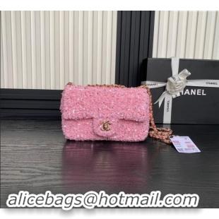 Famous Brand Chanel Sequins Flap Bag AS4561 Pink 2024