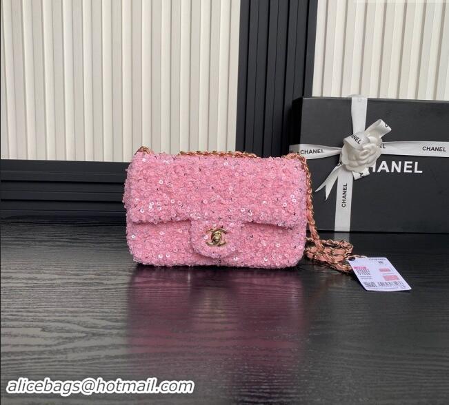 Famous Brand Chanel Sequins Flap Bag AS4561 Pink 2024