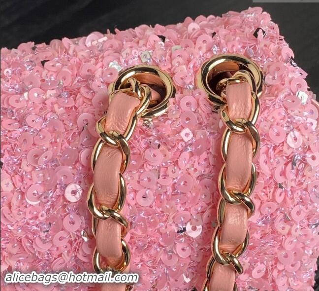 Famous Brand Chanel Sequins Flap Bag AS4561 Pink 2024