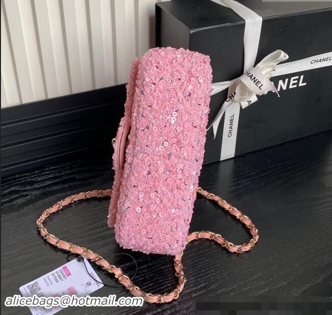 Famous Brand Chanel Sequins Flap Bag AS4561 Pink 2024