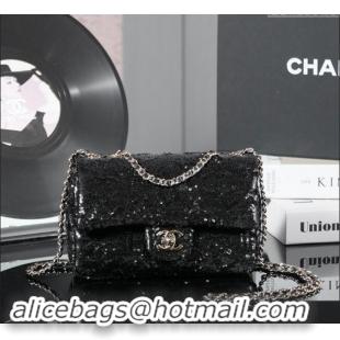 Most Popular Chanel Sequins Flap Bag 1206 So Black 2024