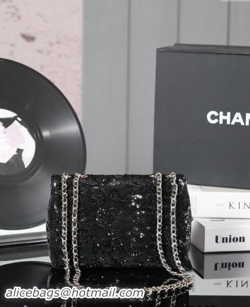 Most Popular Chanel Sequins Flap Bag 1206 So Black 2024