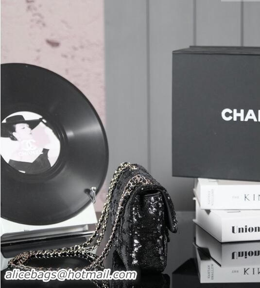 Most Popular Chanel Sequins Flap Bag 1206 So Black 2024