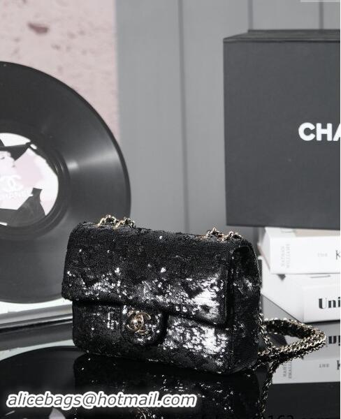 Most Popular Chanel Sequins Flap Bag 1206 So Black 2024