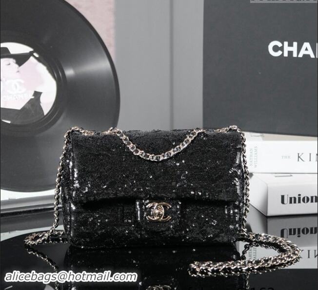 Most Popular Chanel Sequins Flap Bag 1206 So Black 2024